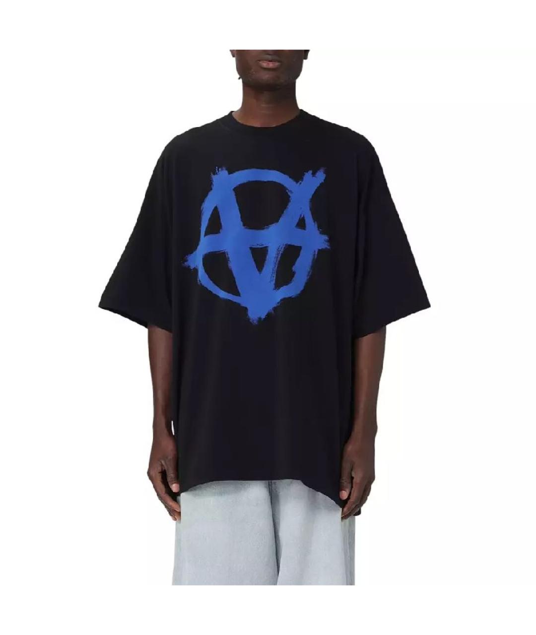 VETEMENTS Черная хлопковая футболка, фото 5