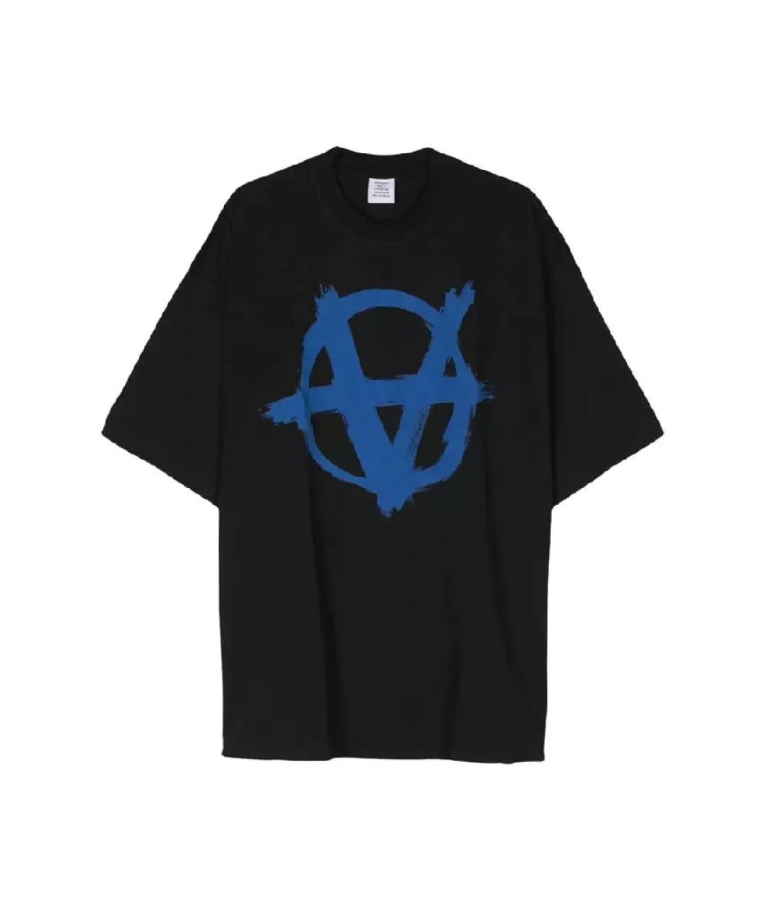 VETEMENTS Черная хлопковая футболка, фото 6