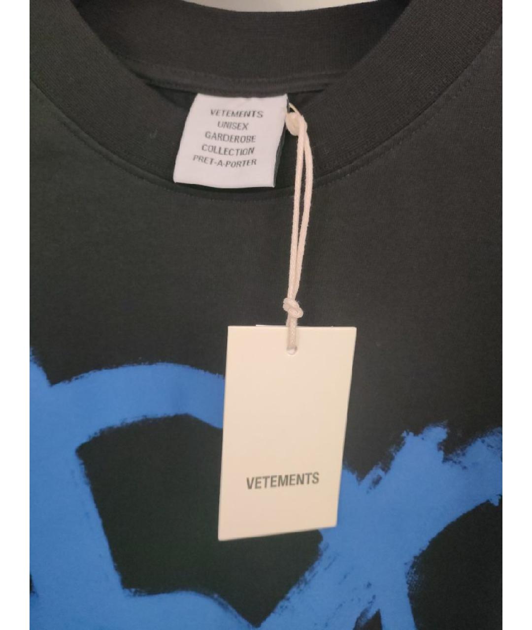 VETEMENTS Черная хлопковая футболка, фото 3