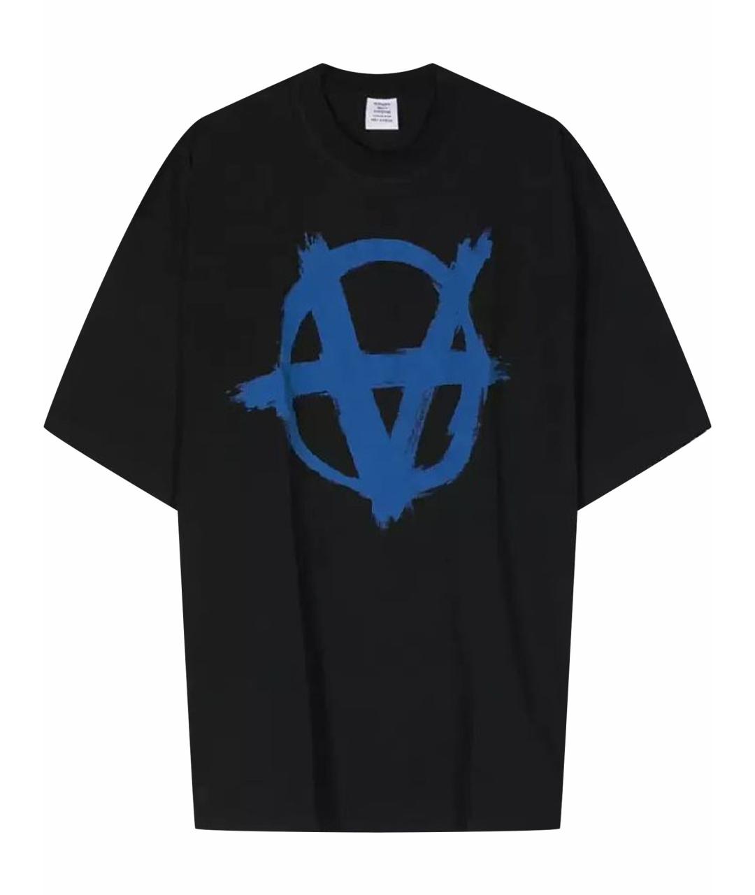 VETEMENTS Черная хлопковая футболка, фото 1