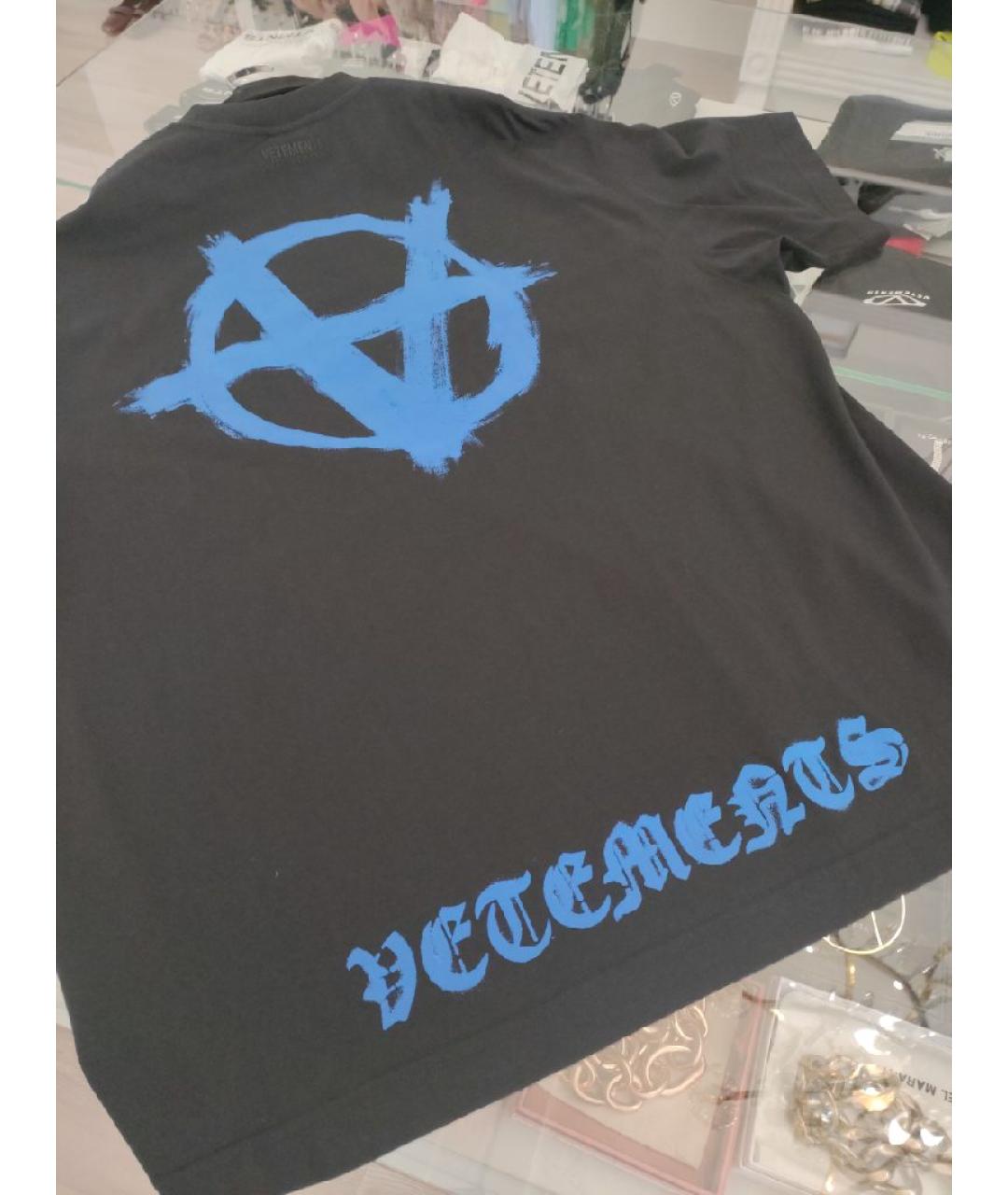 VETEMENTS Черная хлопковая футболка, фото 4