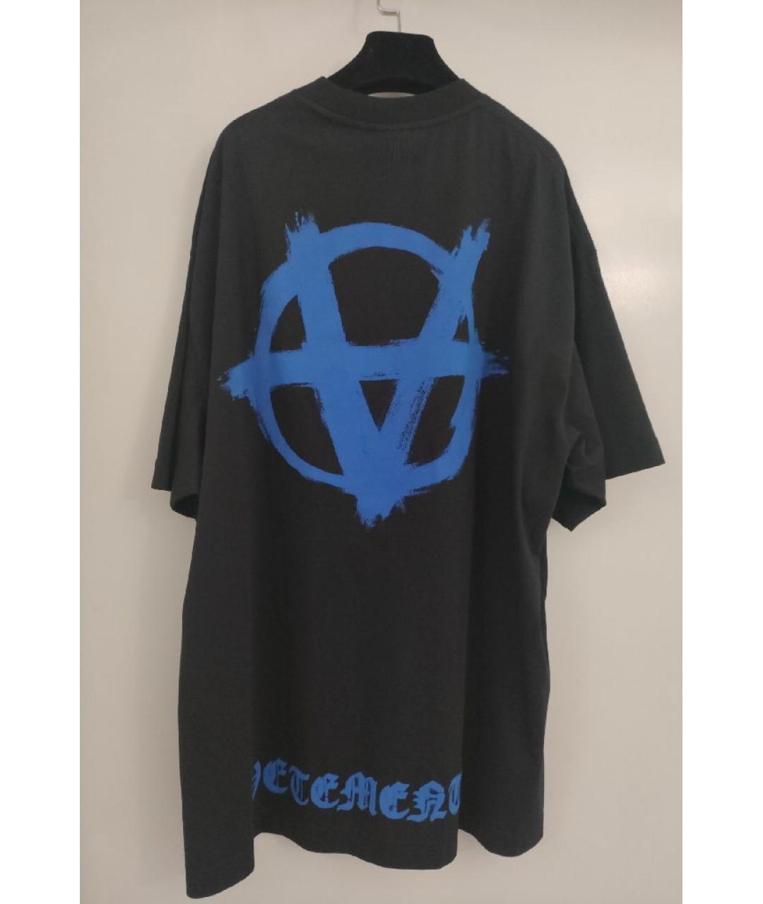 VETEMENTS Черная хлопковая футболка, фото 2