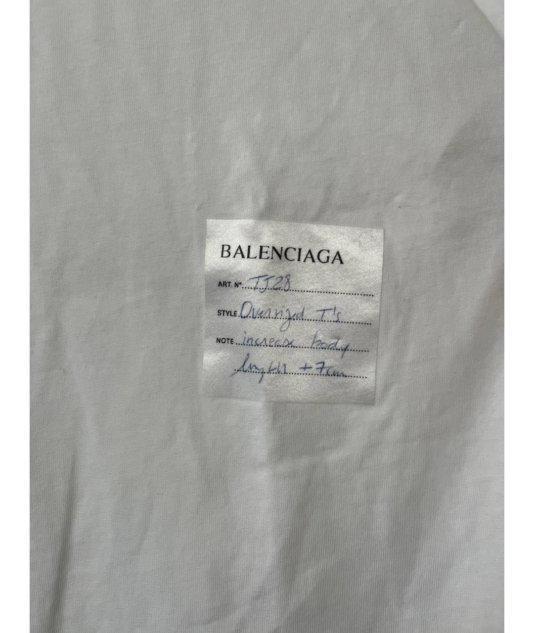 BALENCIAGA Белая хлопковая футболка, фото 4