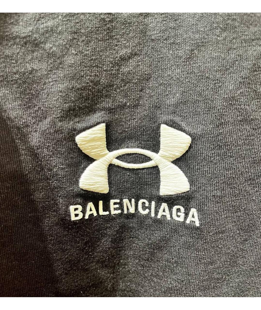 BALENCIAGA Антрацитовая хлопковая футболка, фото 4