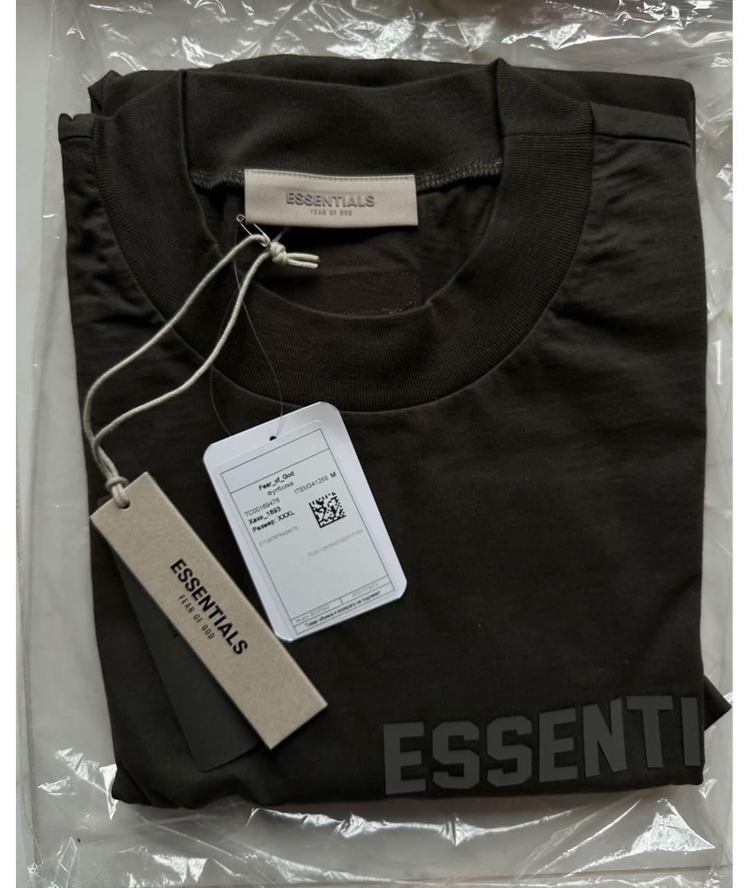 FEAR OF GOD ESSENTIALS Черная хлопковая футболка, фото 3