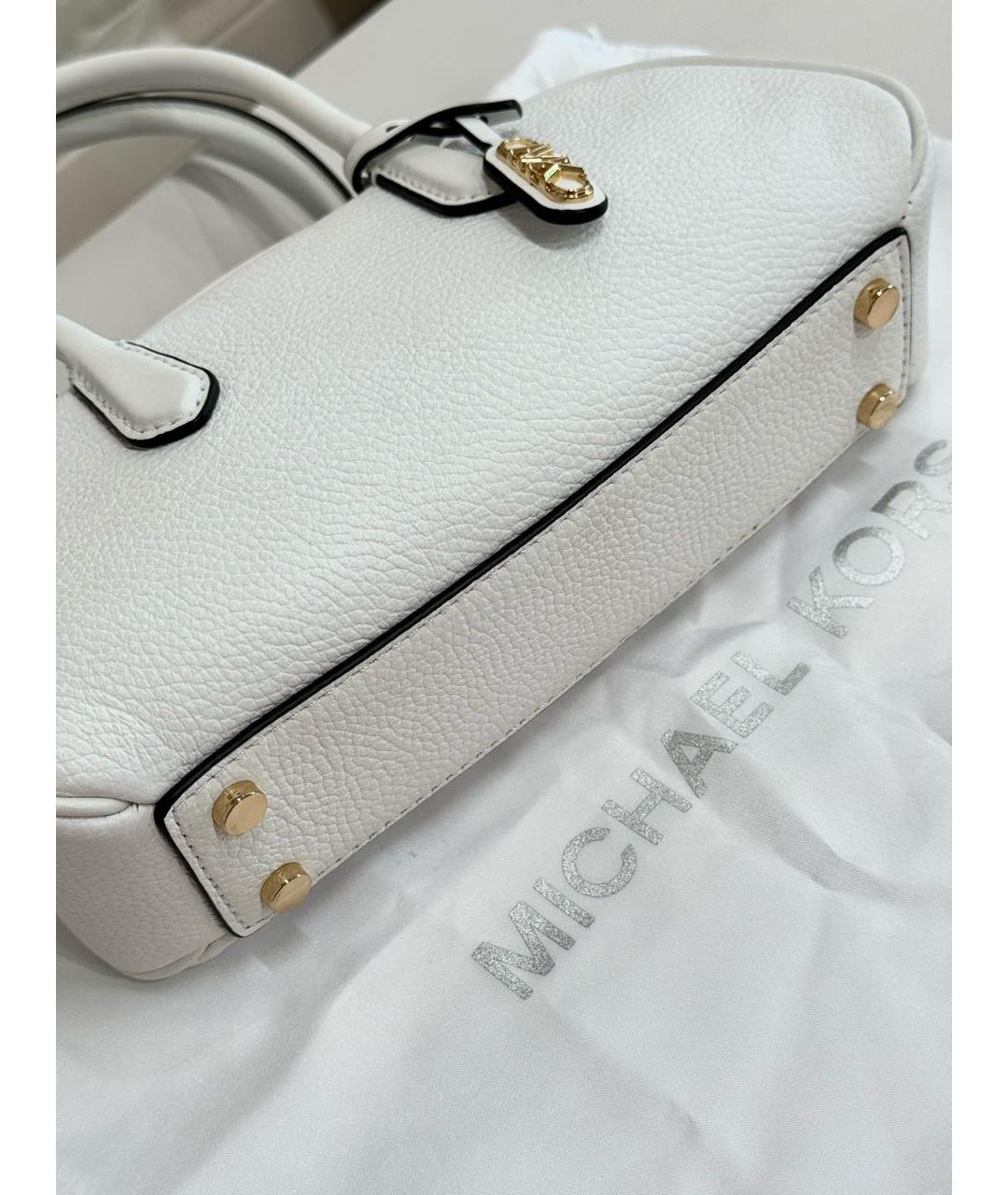 MICHAEL KORS Белая кожаная сумка с короткими ручками, фото 6