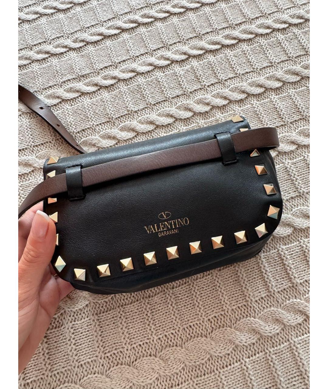 VALENTINO Черная кожаная поясная сумка, фото 3
