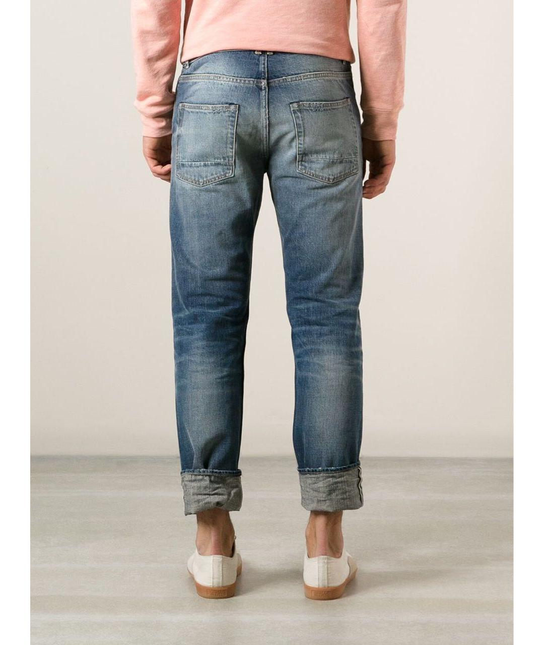 GOLDEN GOOSE DELUXE BRAND Голубые хлопковые прямые джинсы, фото 4