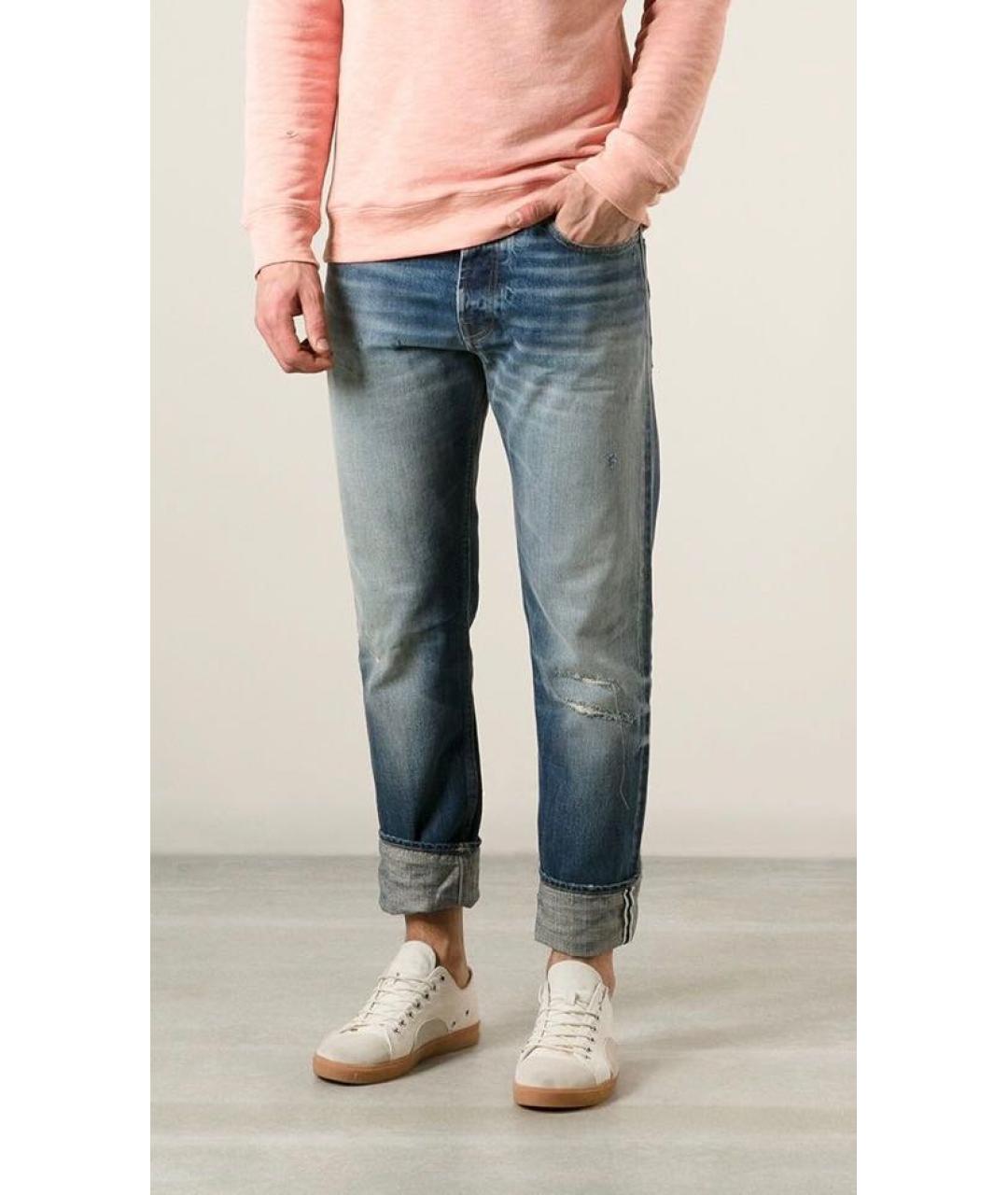 GOLDEN GOOSE DELUXE BRAND Голубые хлопковые прямые джинсы, фото 3