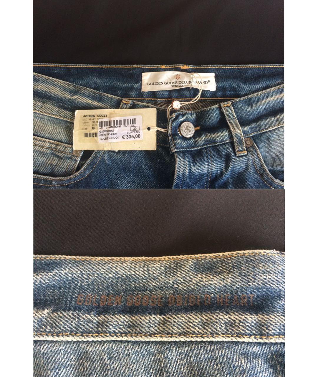 GOLDEN GOOSE DELUXE BRAND Голубые хлопковые прямые джинсы, фото 5