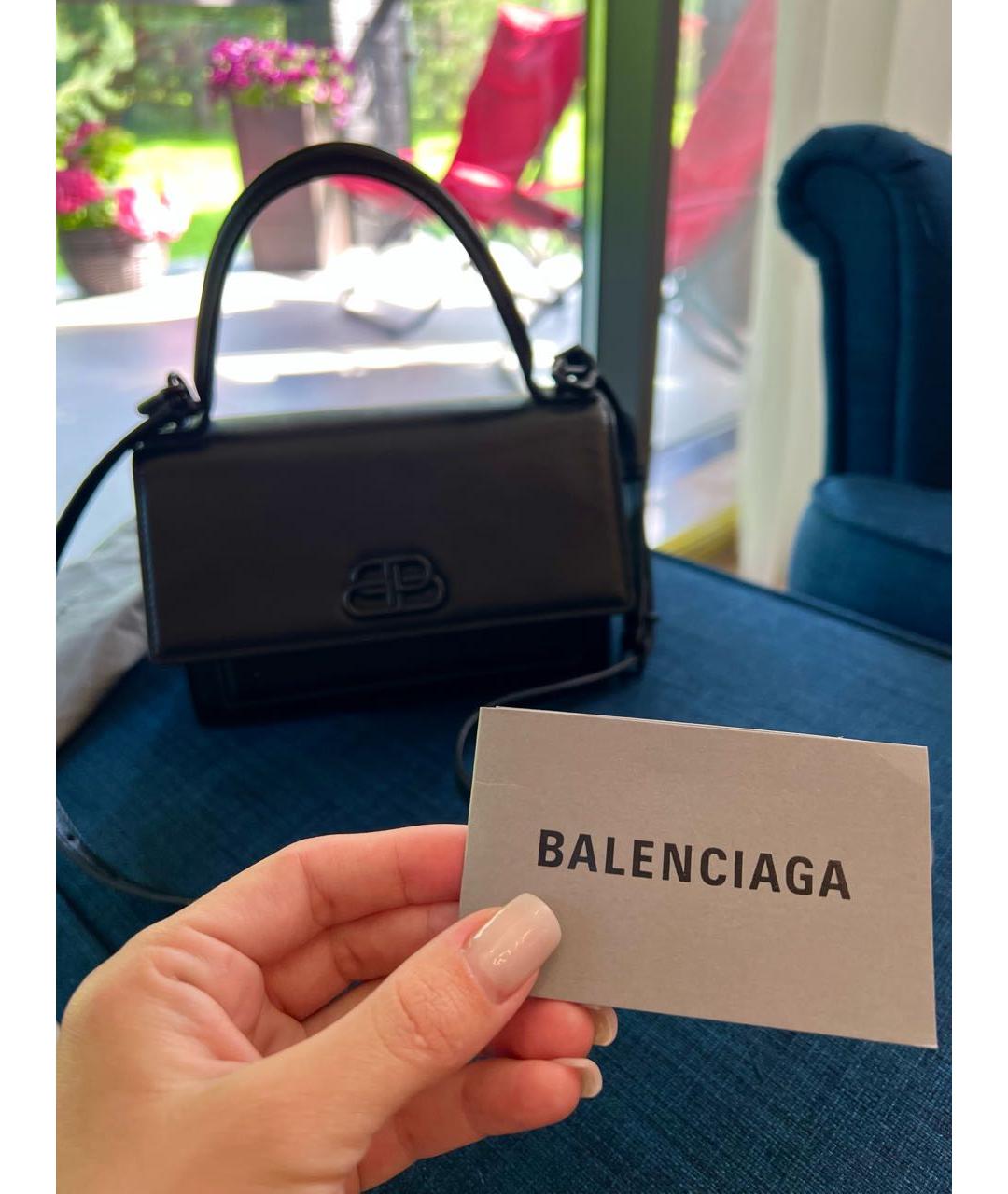 BALENCIAGA Черная кожаная сумка с короткими ручками, фото 7