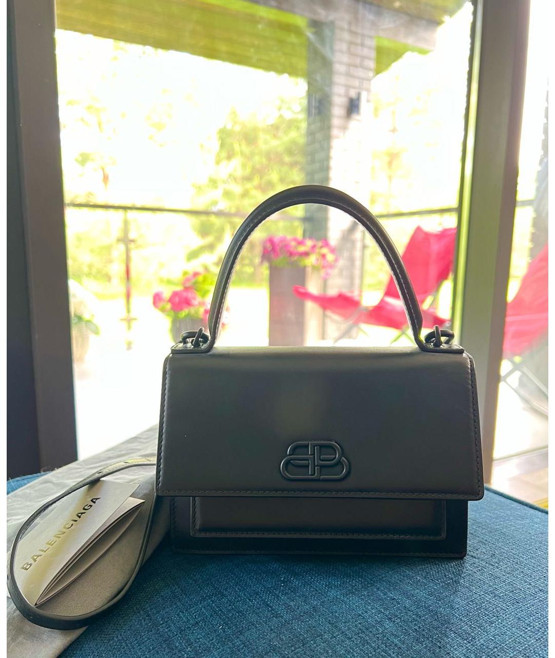 BALENCIAGA Черная кожаная сумка с короткими ручками, фото 2