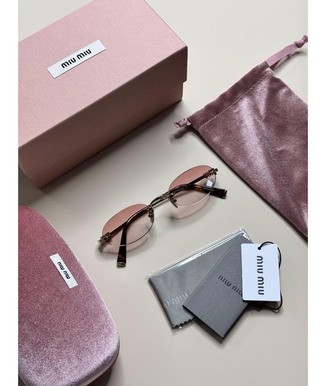 MIU MIU Розовые металлические солнцезащитные очки, фото 6
