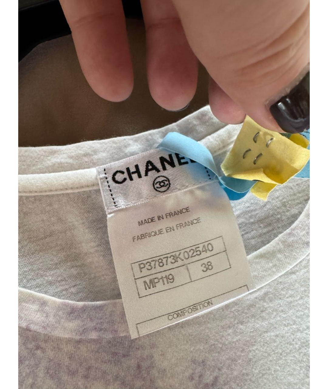 CHANEL Голубая хлопковая футболка, фото 4