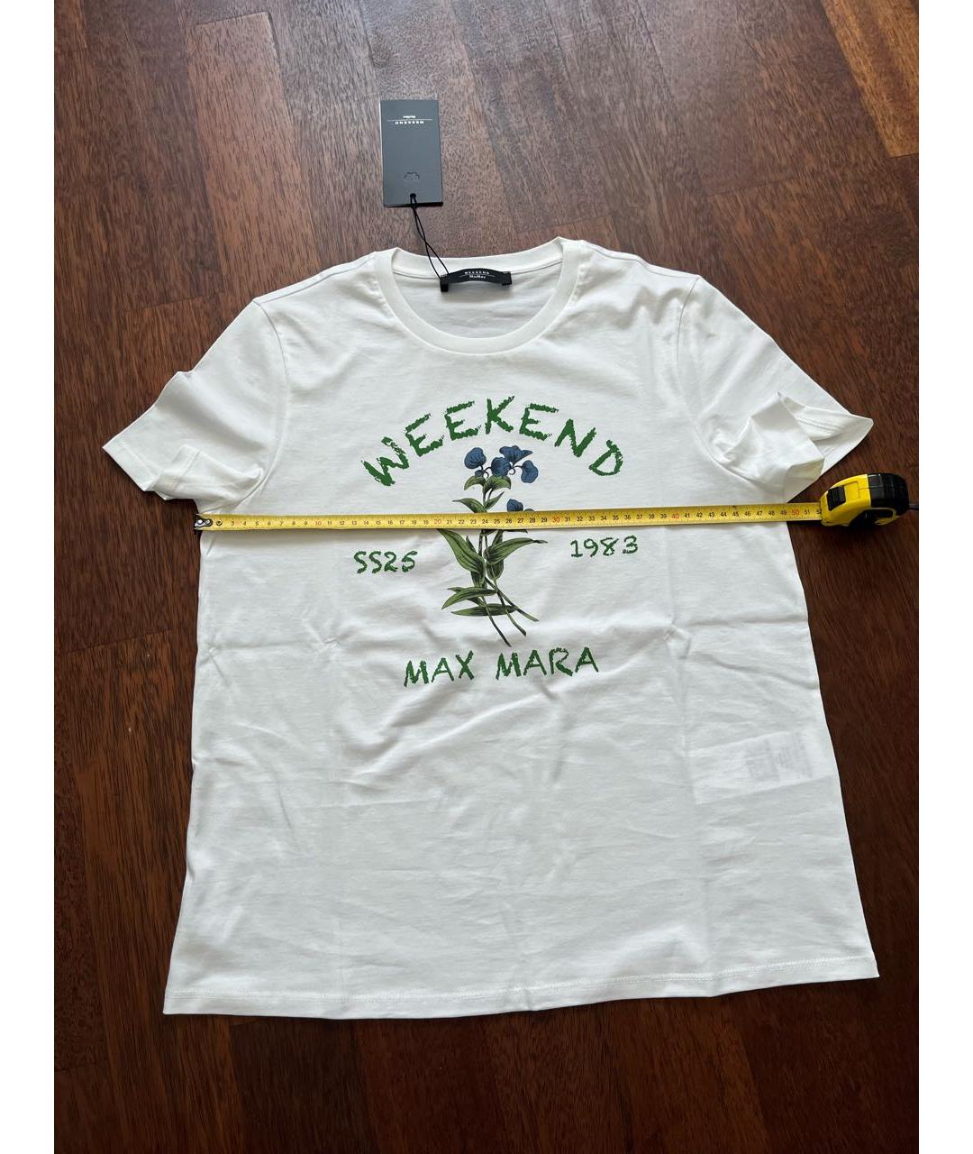 WEEKEND MAX MARA Белая хлопковая футболка, фото 7