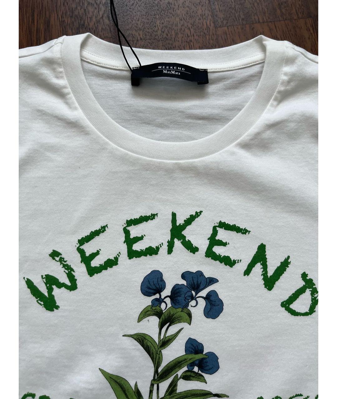 WEEKEND MAX MARA Белая хлопковая футболка, фото 3