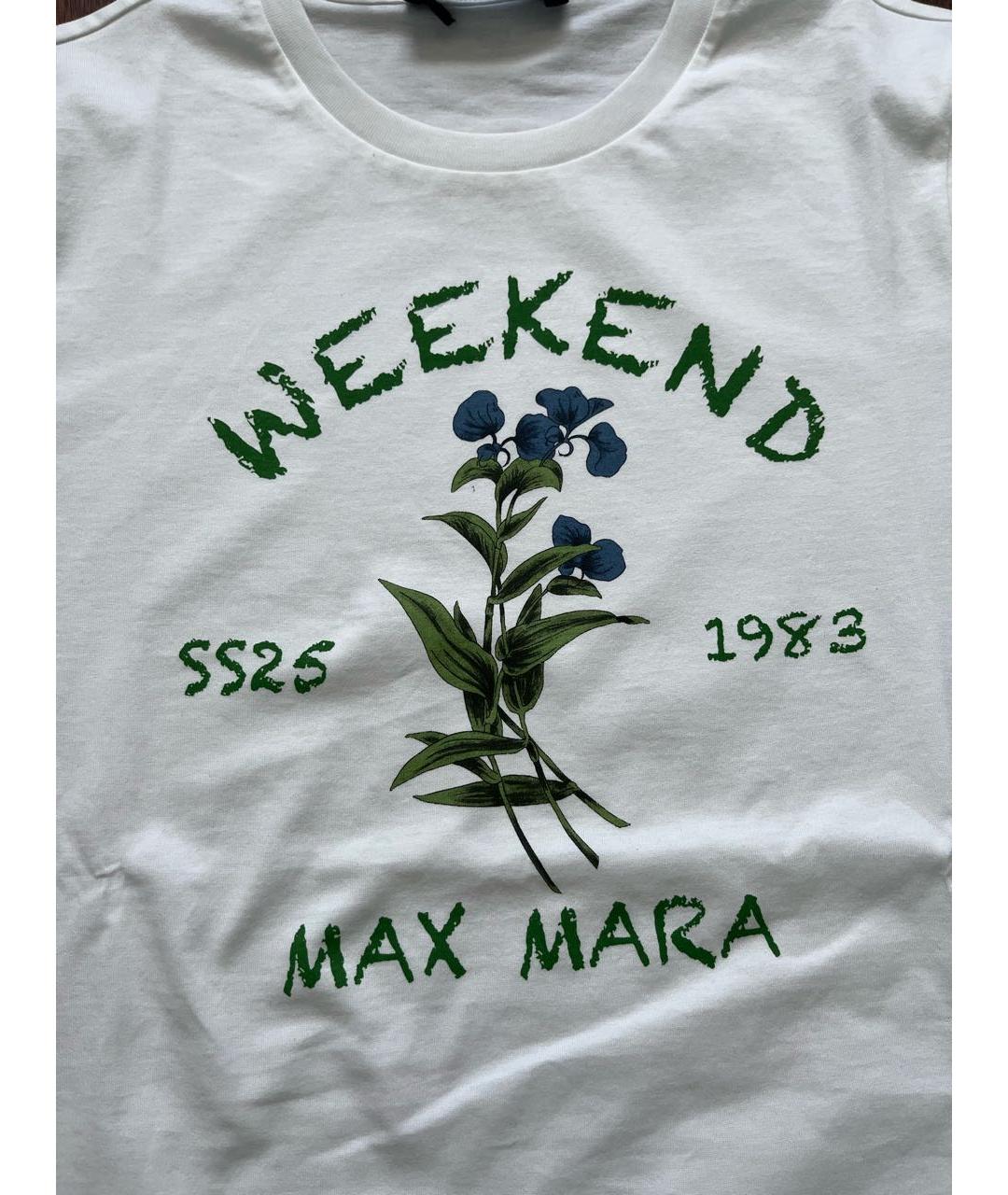 WEEKEND MAX MARA Белая хлопковая футболка, фото 4