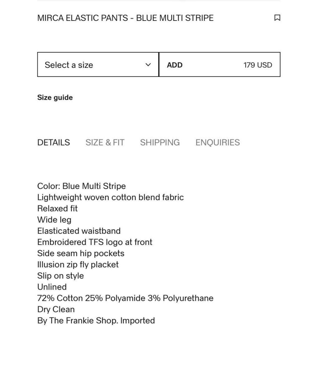 THE FRANKIE SHOP Синие хлопковые брюки широкие, фото 6