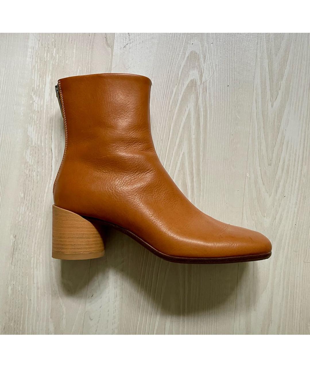 MM6 MAISON MARGIELA Горчичные кожаные ботильоны, фото 6