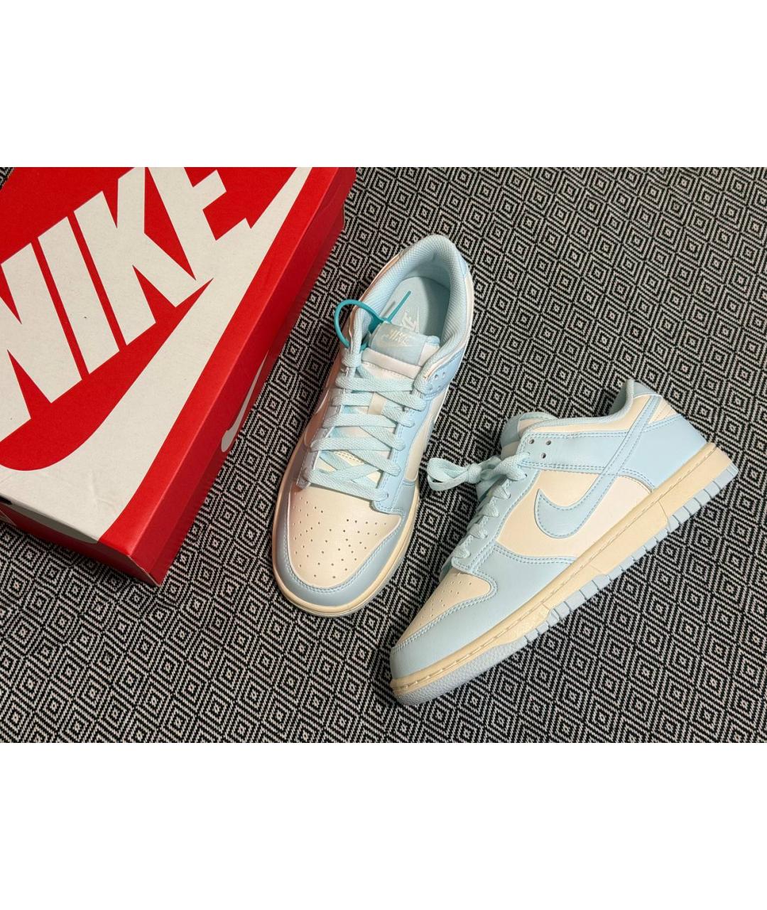 NIKE Голубые низкие кроссовки / кеды из искусственной кожи, фото 2