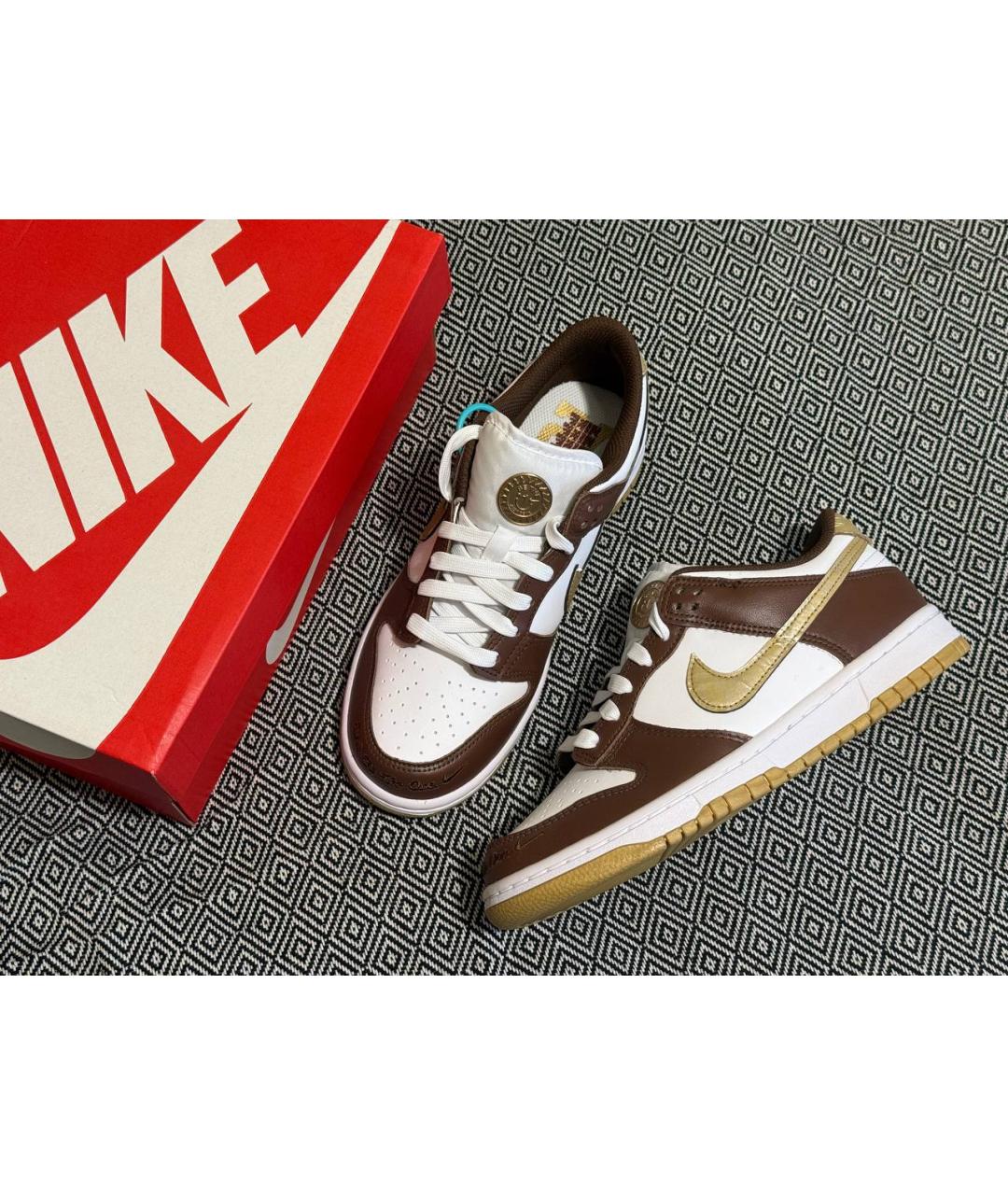 NIKE Коричневые кожаные кроссовки, фото 3