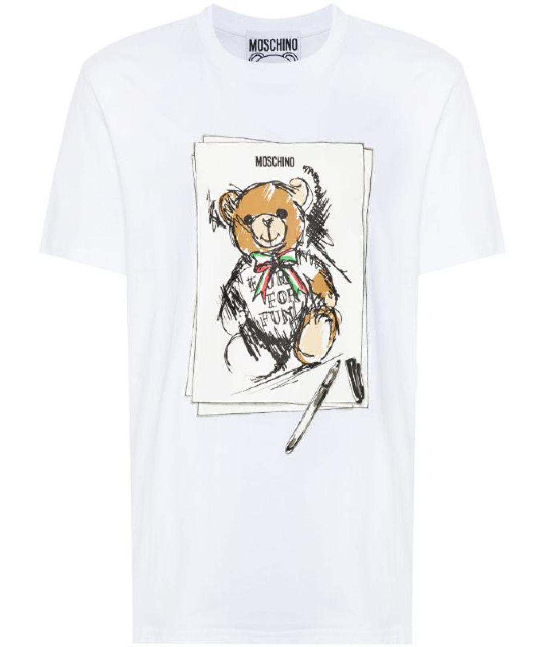 MOSCHINO Белая хлопковая футболка, фото 2