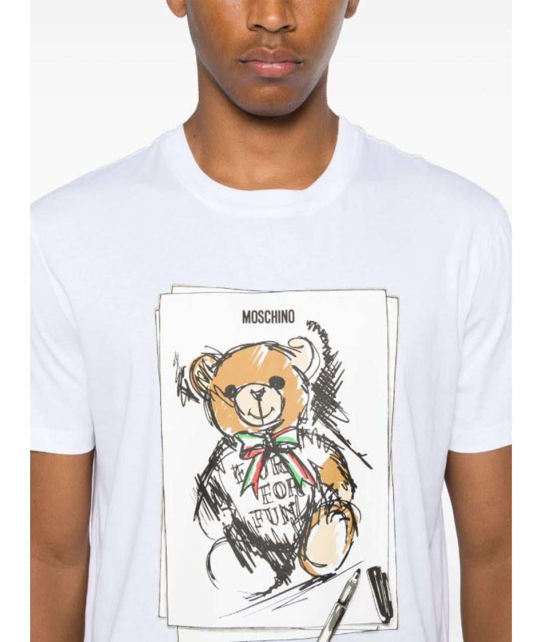 MOSCHINO Белая хлопковая футболка, фото 3