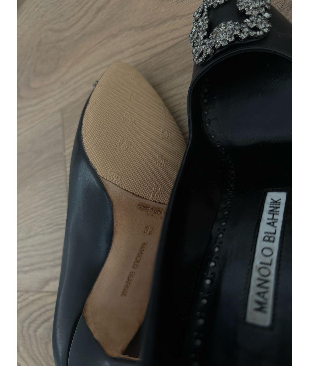 MANOLO BLAHNIK Черные кожаные туфли, фото 5