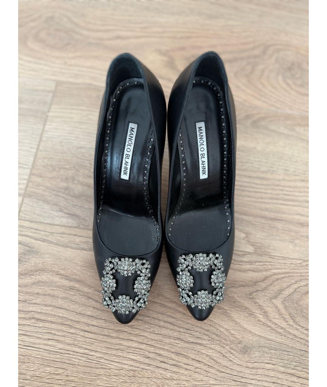 MANOLO BLAHNIK Черные кожаные туфли, фото 2
