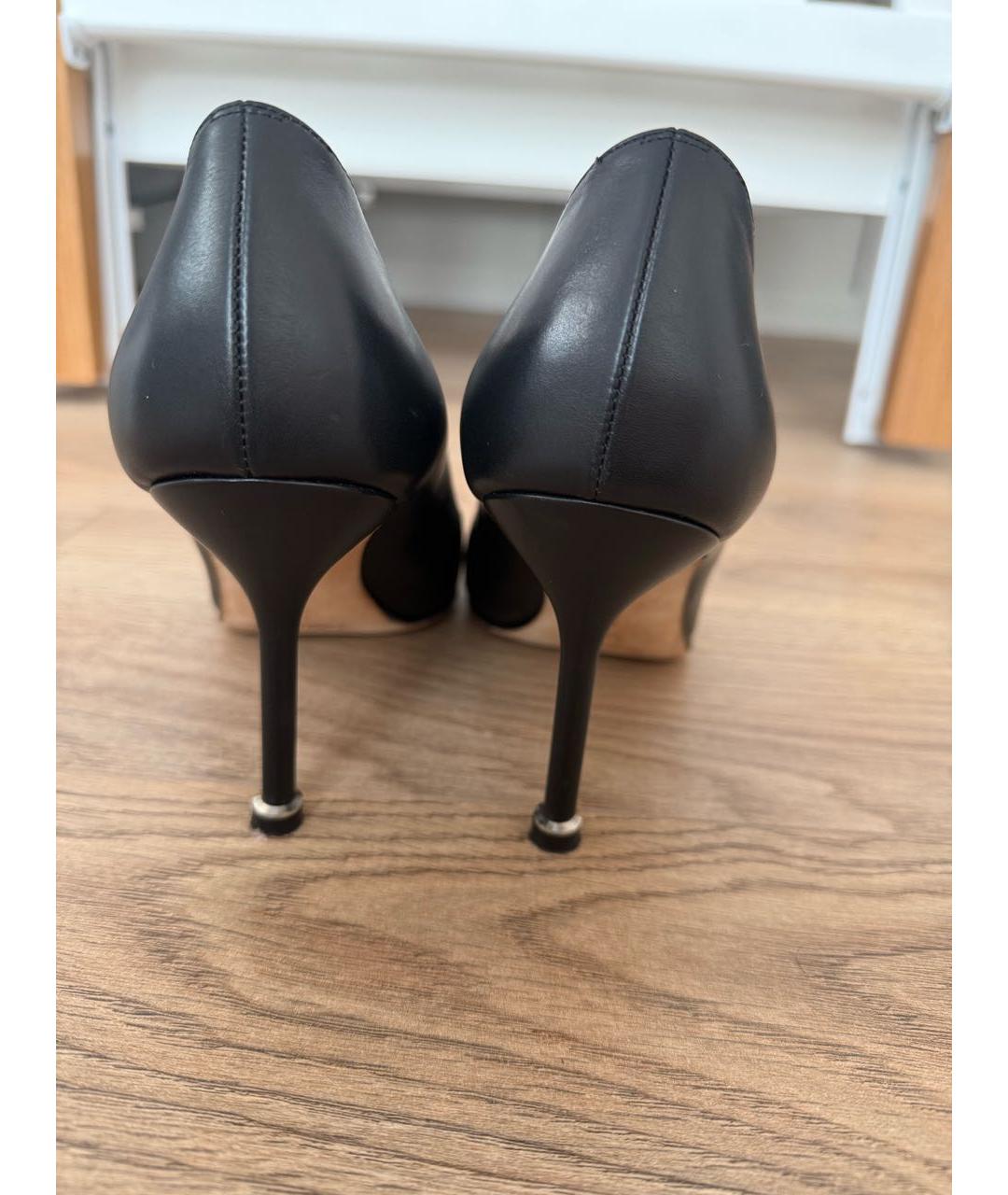 MANOLO BLAHNIK Черные кожаные туфли, фото 4