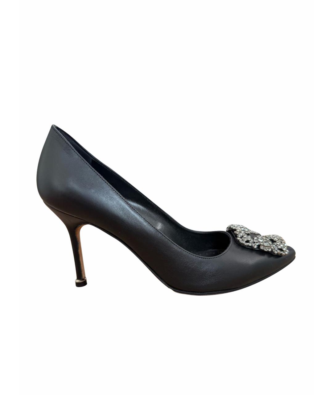 MANOLO BLAHNIK Черные кожаные туфли, фото 1
