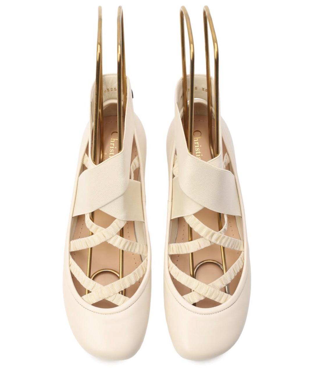 CHRISTIAN DIOR Белые кожаные балетки, фото 2