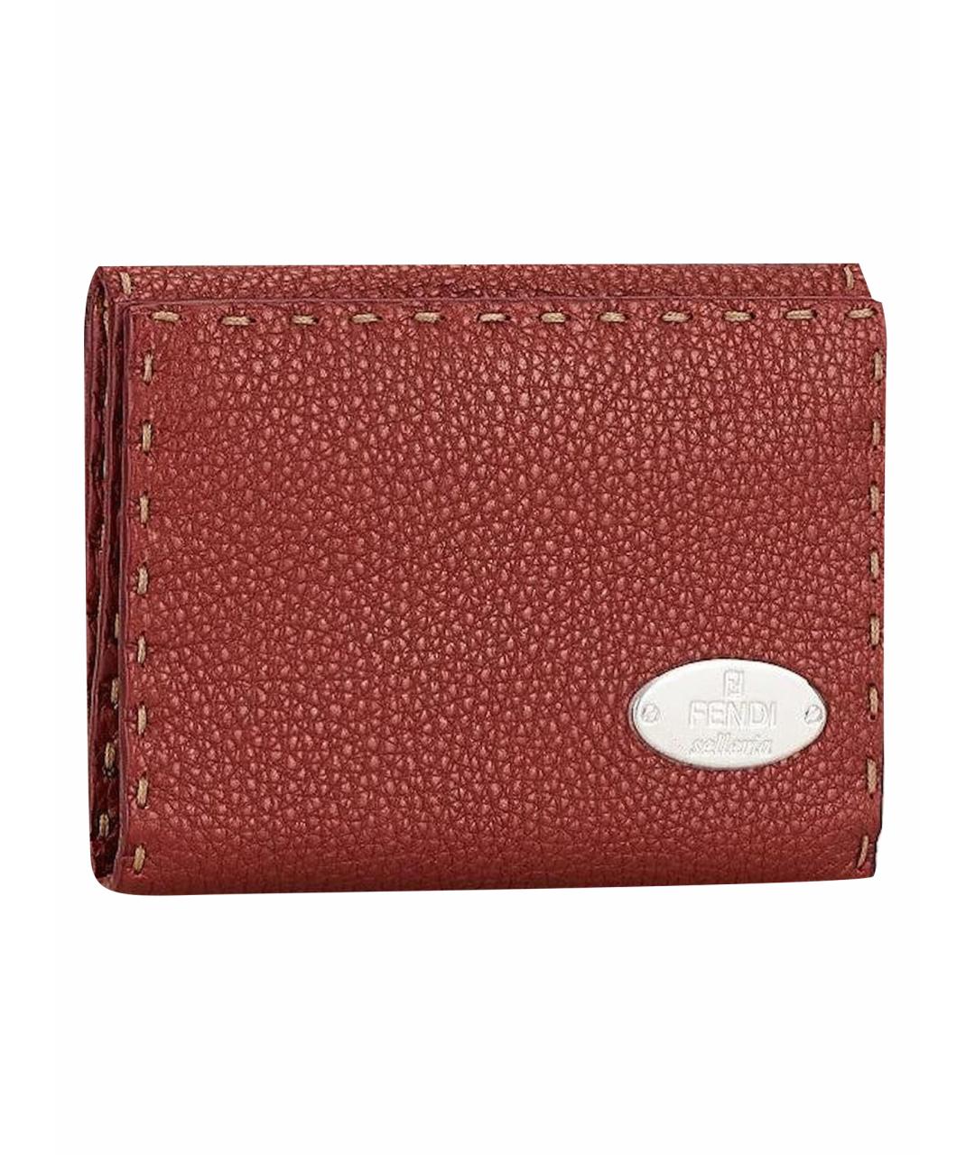 FENDI Бордовый кожаный кошелек, фото 1