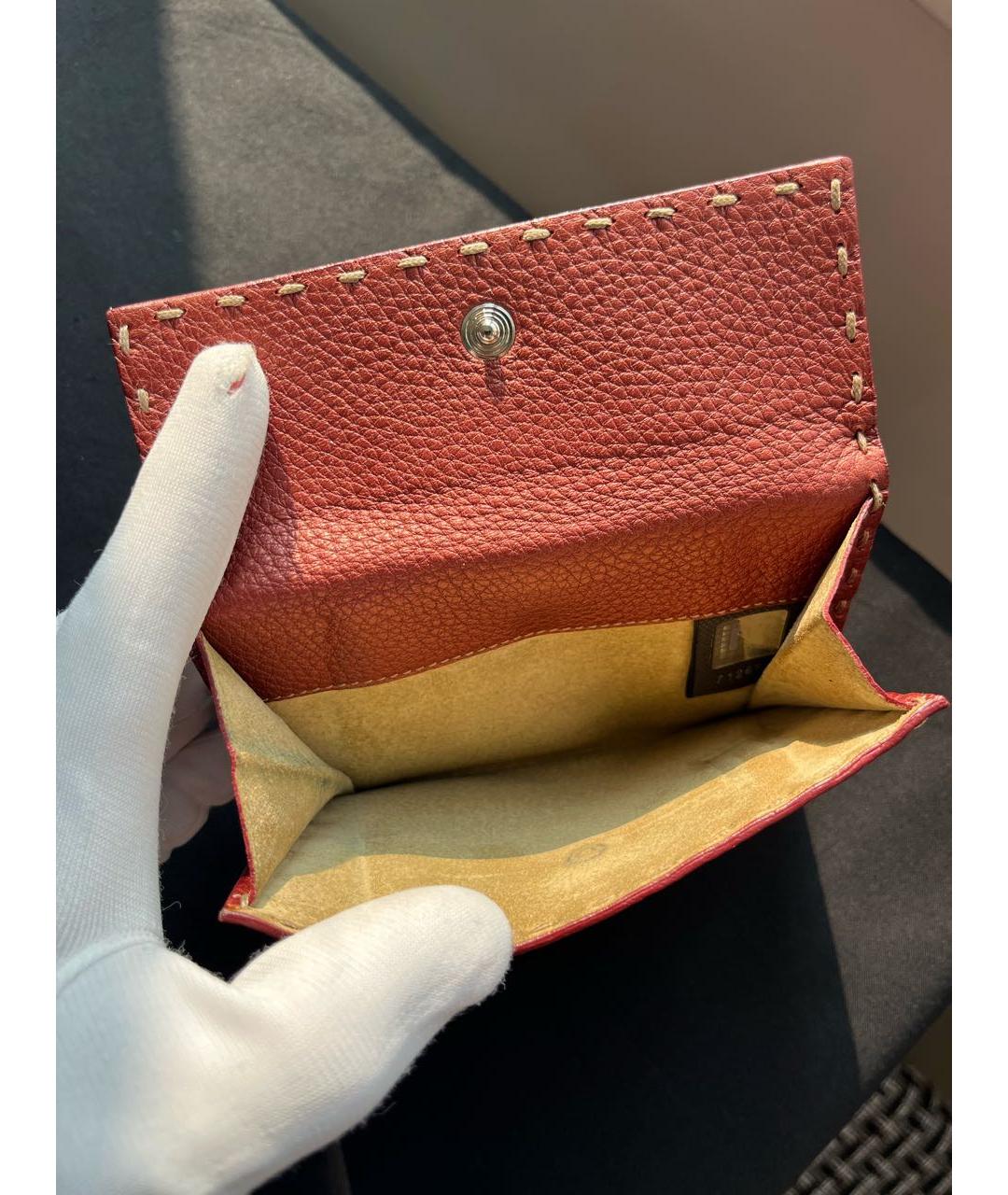 FENDI Бордовый кожаный кошелек, фото 7