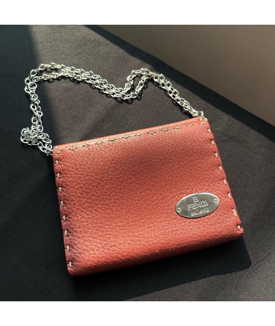 FENDI Бордовый кожаный кошелек, фото 2