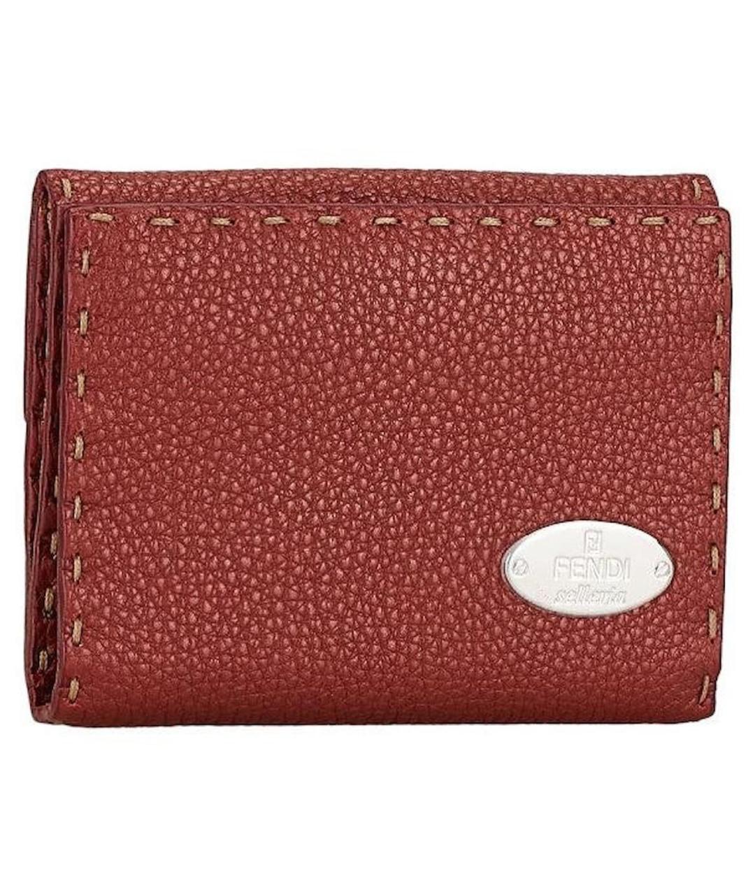 FENDI Бордовый кожаный кошелек, фото 9