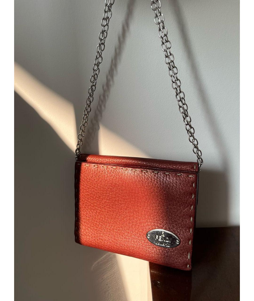 FENDI Бордовый кожаный кошелек, фото 4