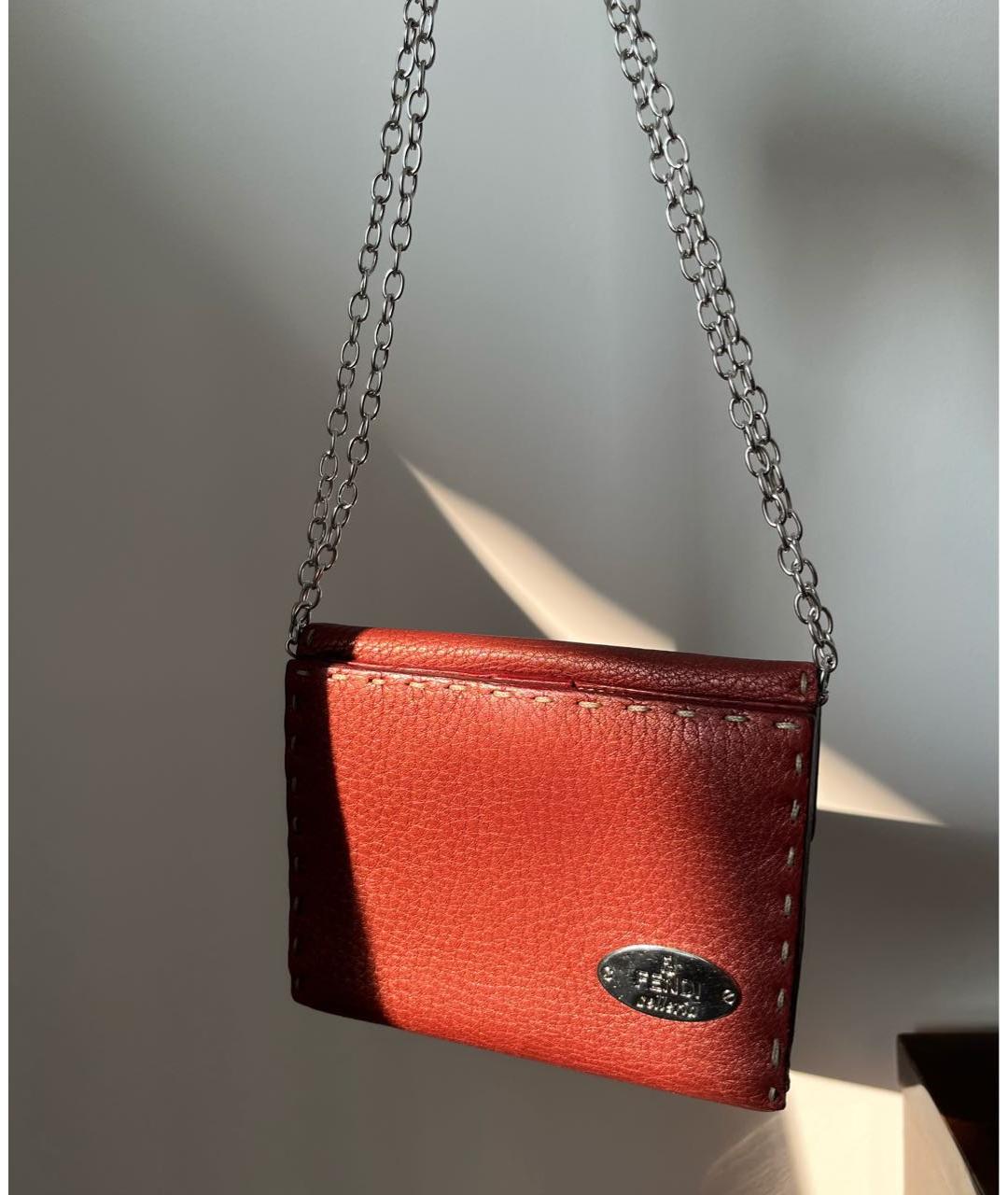 FENDI Бордовый кожаный кошелек, фото 5