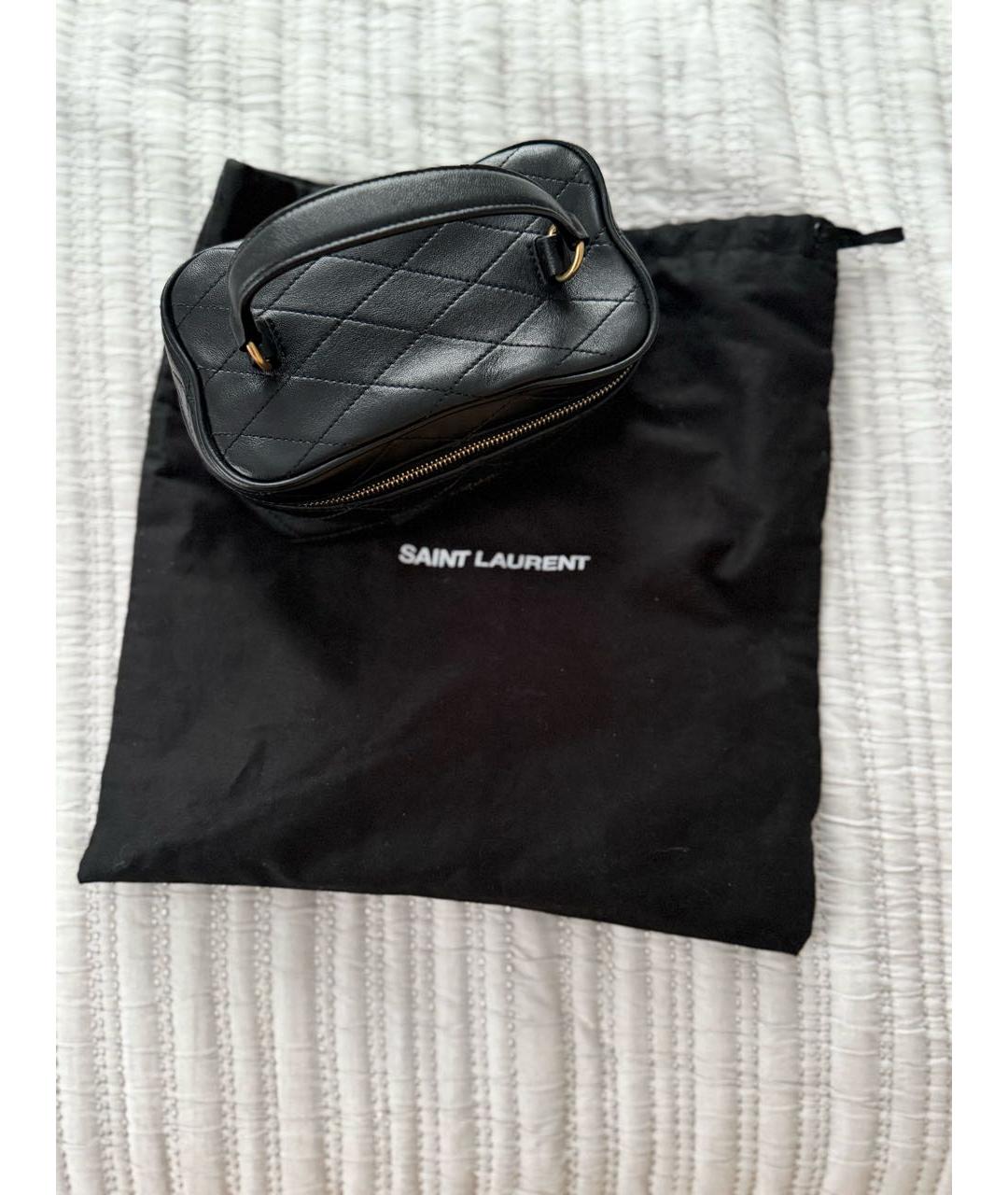 SAINT LAURENT Черная кожаная сумка с короткими ручками, фото 4
