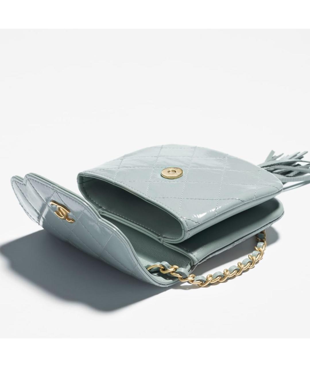 CHANEL Бирюзовый кожаный кошелек, фото 3