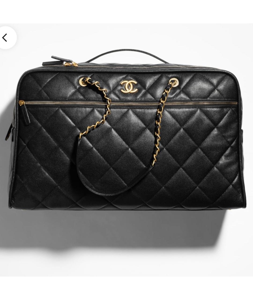 CHANEL Черная кожаная дорожная/спортивная сумка, фото 3