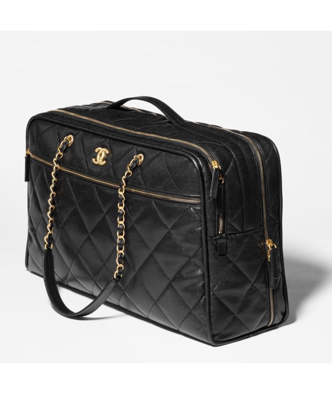CHANEL Черная кожаная дорожная/спортивная сумка, фото 2