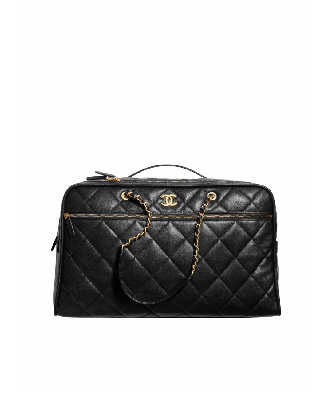 CHANEL Черная кожаная дорожная/спортивная сумка, фото 1