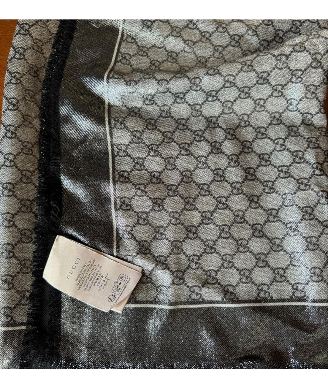 GUCCI Серебрянный шерстяной платок, фото 2