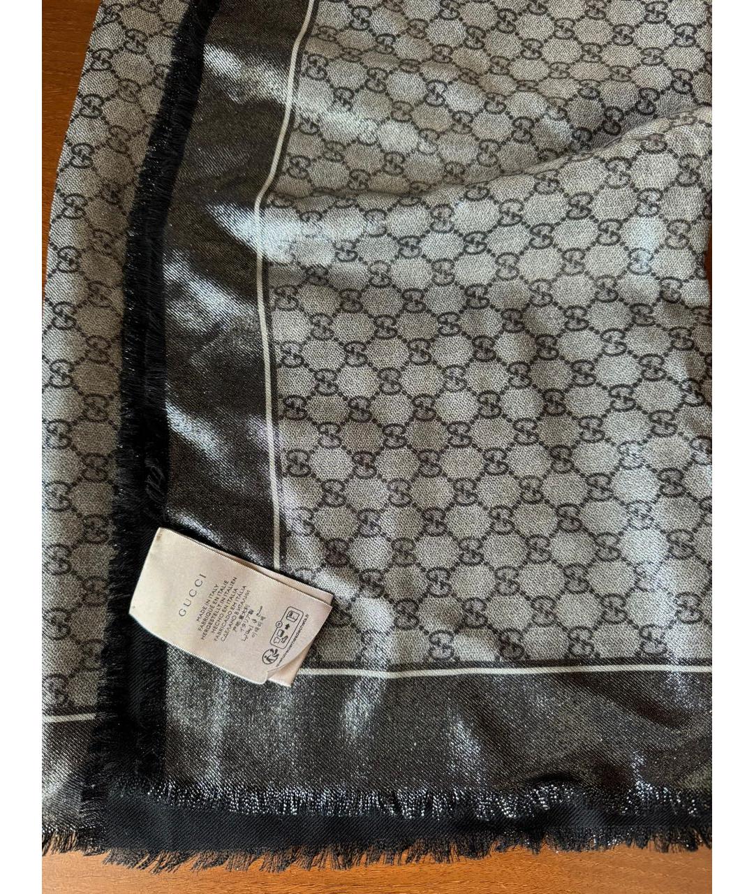 GUCCI Серебрянный шерстяной платок, фото 5
