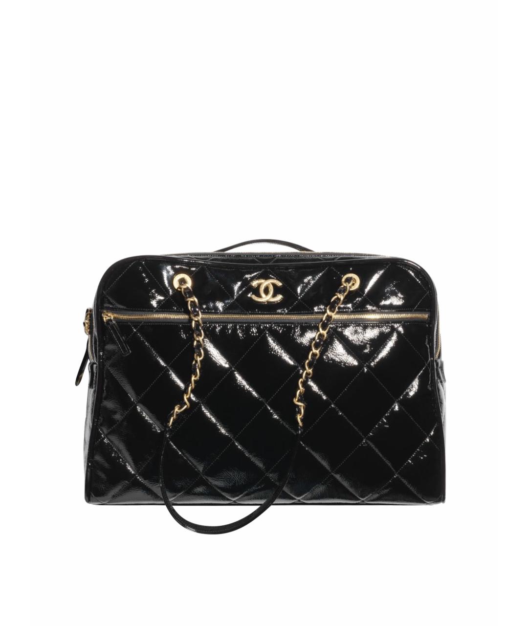 CHANEL Черная дорожная/спортивная сумка из лакированной кожи, фото 1