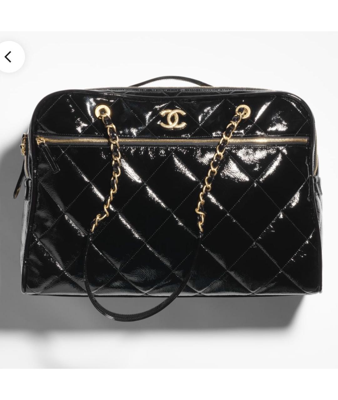 CHANEL Черная дорожная/спортивная сумка из лакированной кожи, фото 4