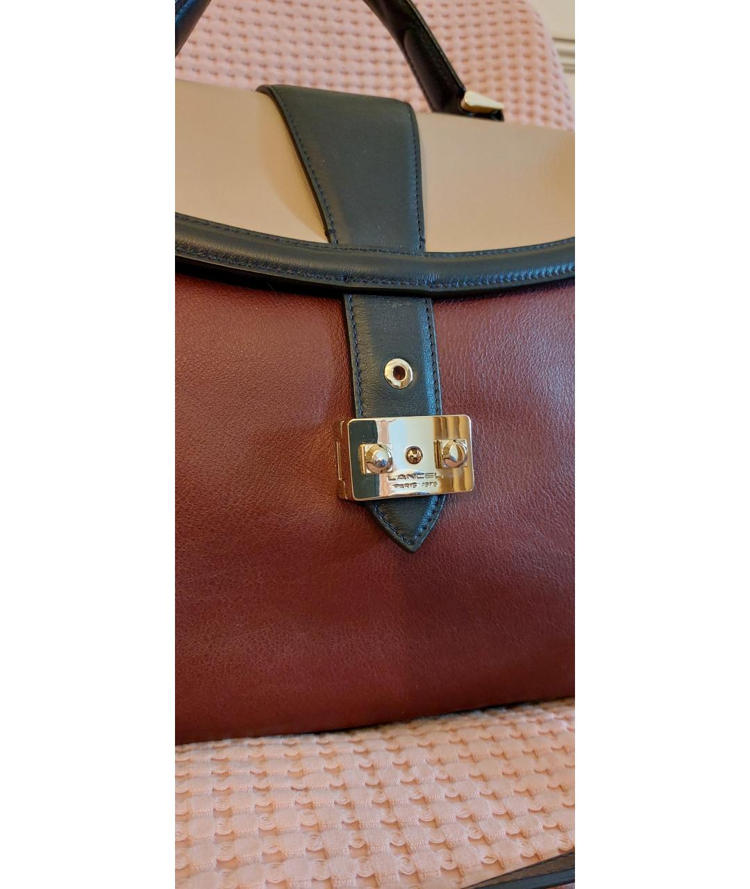 LANCEL Бордовая кожаная сумка через плечо, фото 4