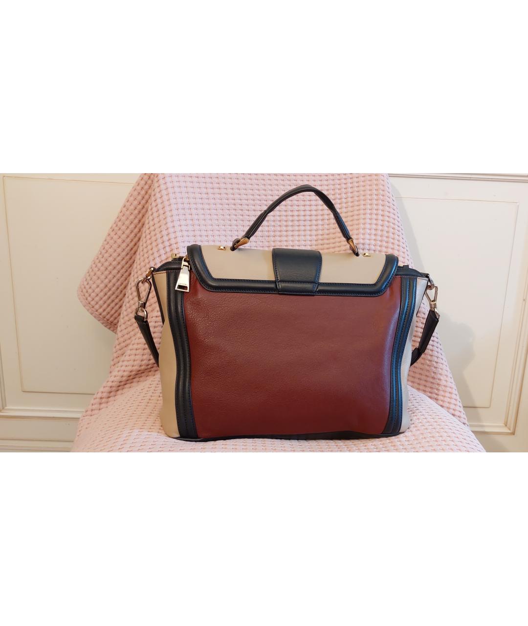 LANCEL Бордовая кожаная сумка через плечо, фото 2