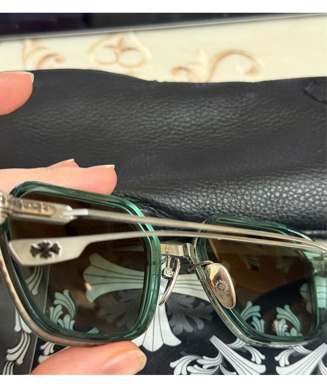 CHROME HEARTS Хаки пластиковые солнцезащитные очки, фото 6